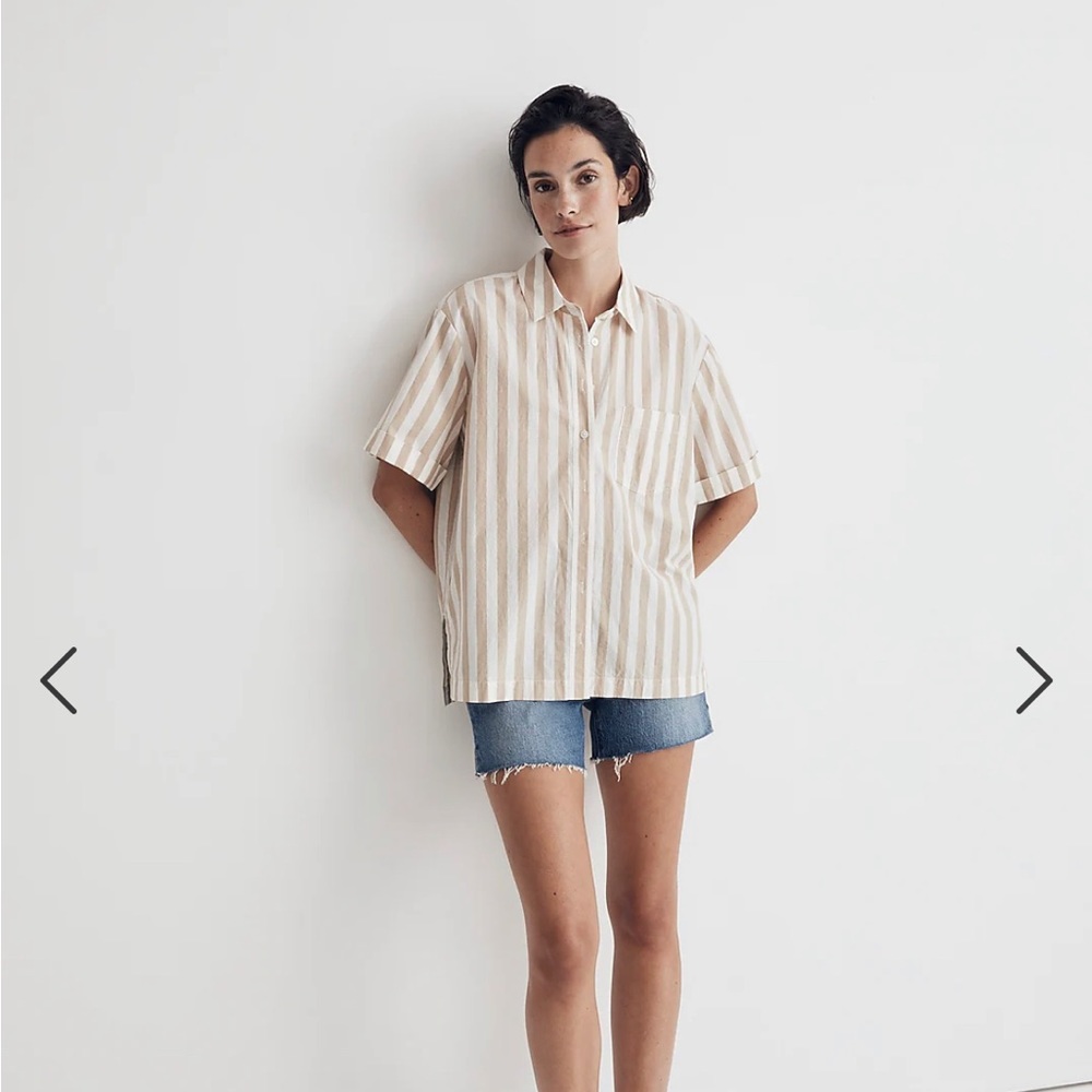 Madewell poplin 3/4 button down with front pocket - medium